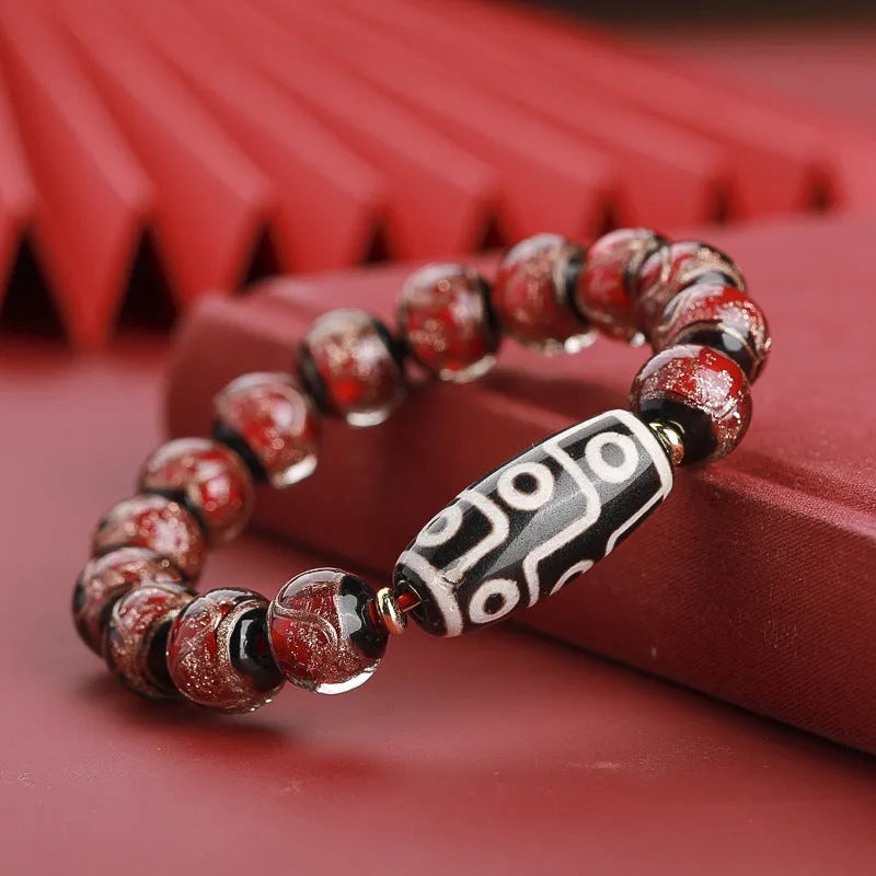 Handmade coloured glaze bracelet with year snake pattern in 10mm, 12mm, 14mm bead sizes