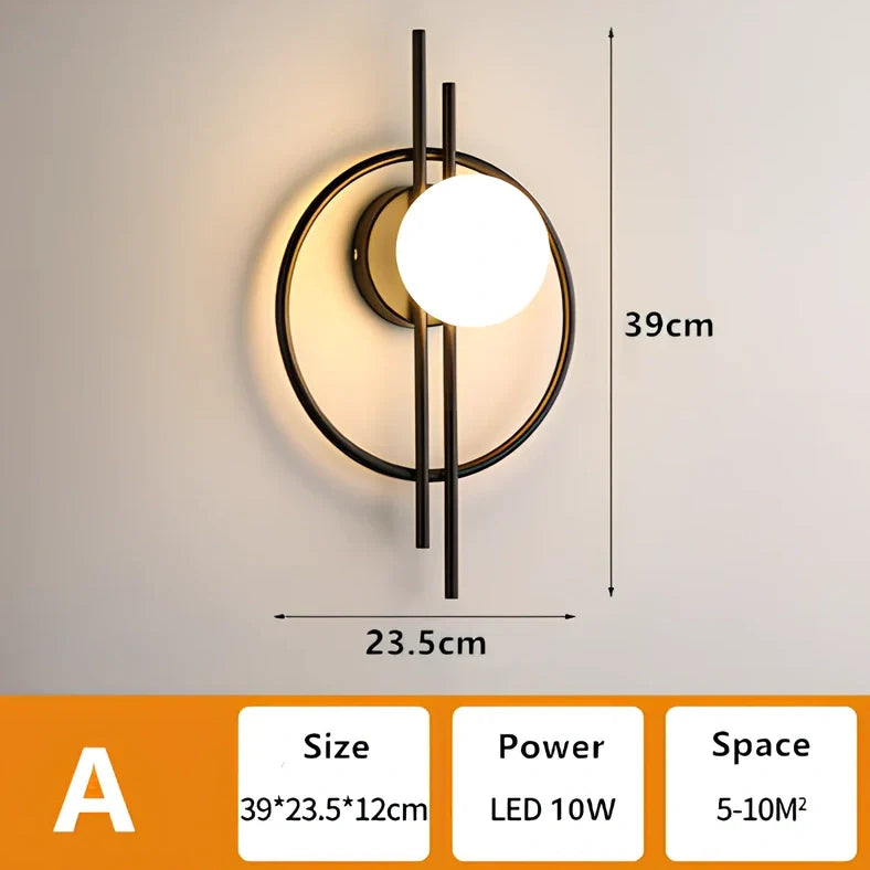 Modern iron wall lamp with three lighting modes and 50,000-hour lifespan for study and bedroom use
