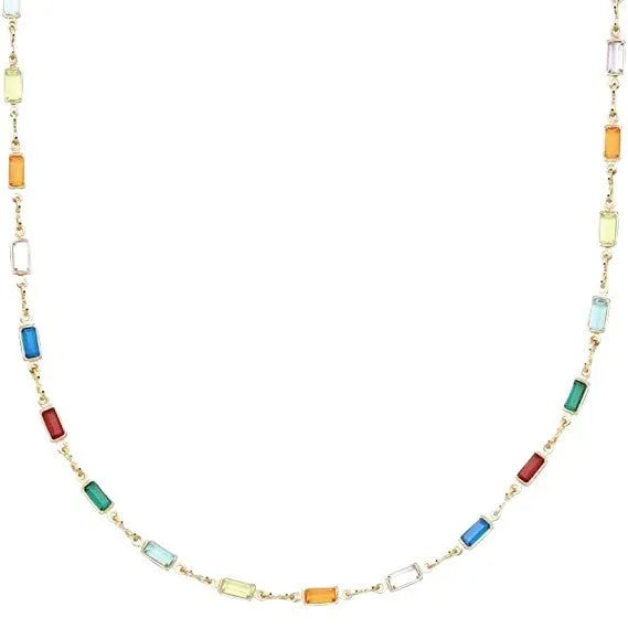 Ladies silver-tone adjustable necklace with a geometric blue glass pendant on a 41-50cm chain.