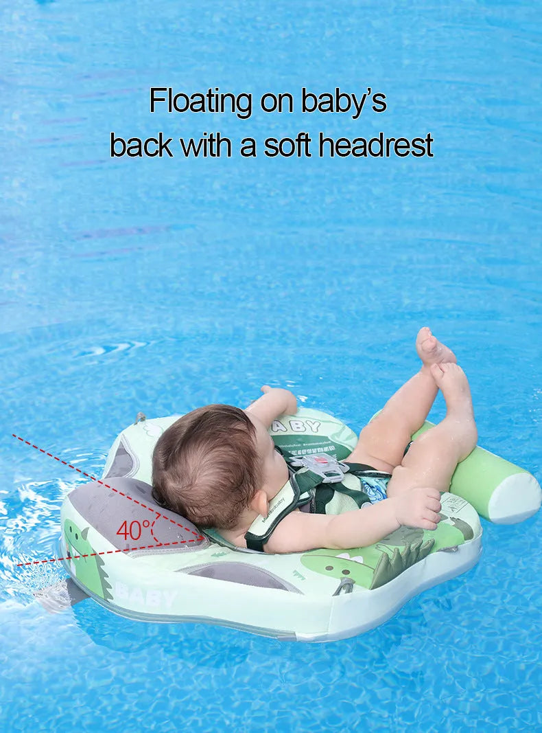 Baby inflatable swimming ring with dinosaur design and sun shade for children 3-24 months