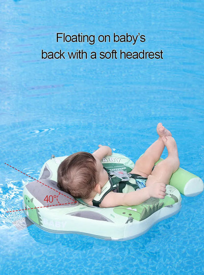 Baby inflatable swimming ring with dinosaur design and sun shade for children 3-24 months