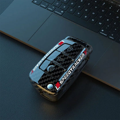 Carbon fibre style car key cover case with mirror finish in carbon pattern or white colour option