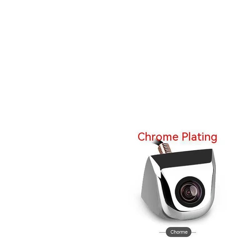 Black metal car reversing camera with lens and integrated wiring cable