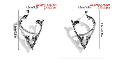 Dark elf no piercing ear clips in silver for gothic style