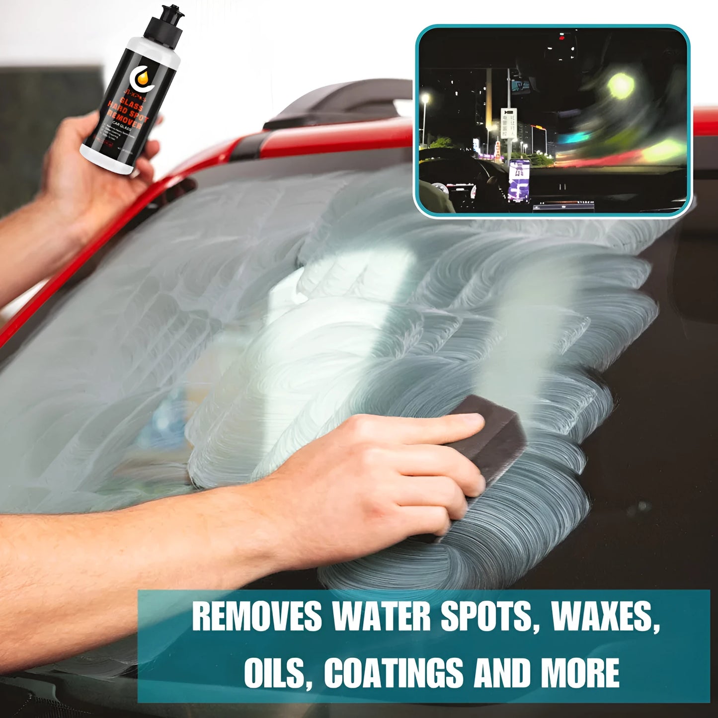 Tube of glass oil film remover cleaning cream paste for car and window decontamination