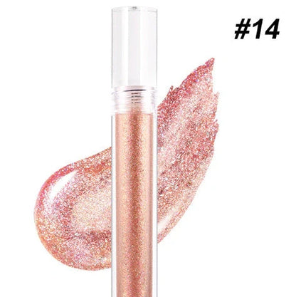 15 Colour Laser Lip Lacquer tubes showing waterproof formula with laser powder technology