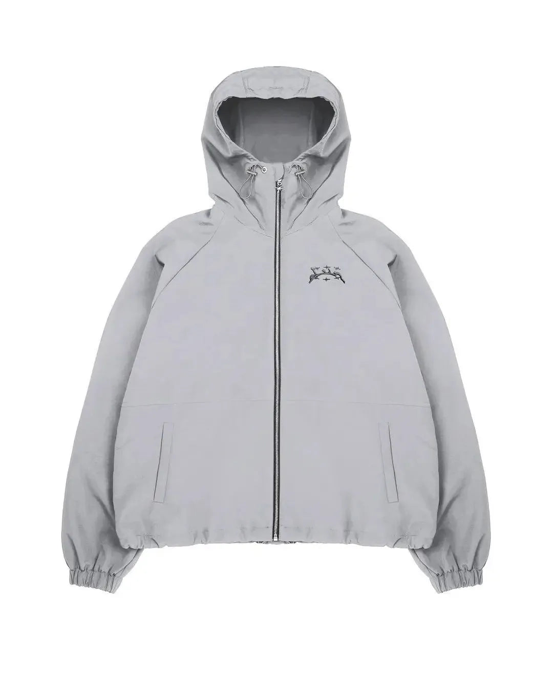 British style grey hooded sunscreen jacket for middle-aged men with loose fit design