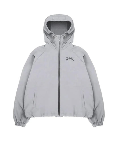 British style grey hooded sunscreen jacket for middle-aged men with loose fit design