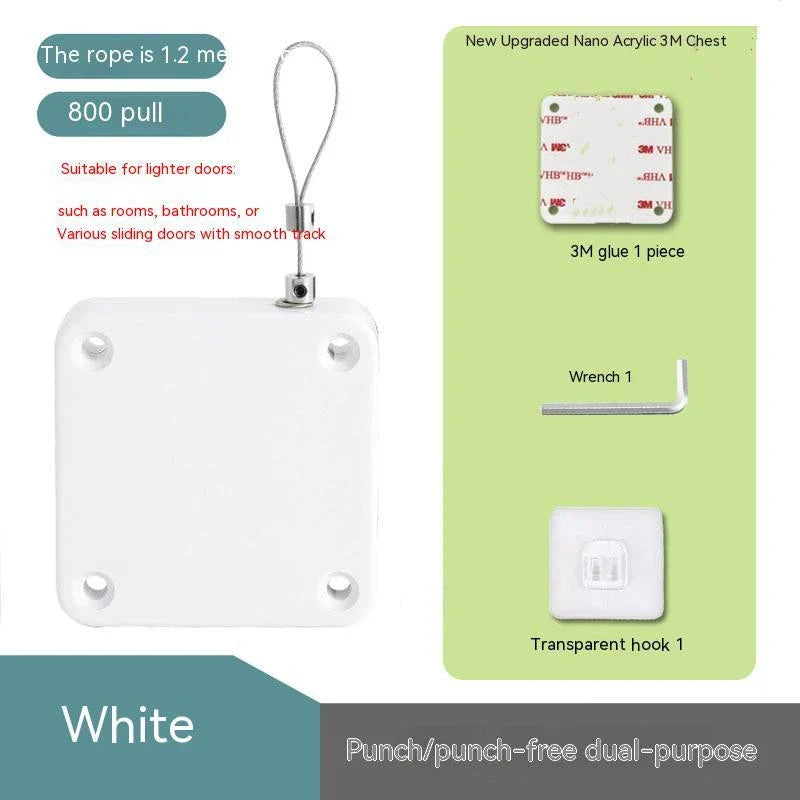 Automatic door closer with soft close feature for sliding doors, glass doors, and other door types up to 1000g in weight