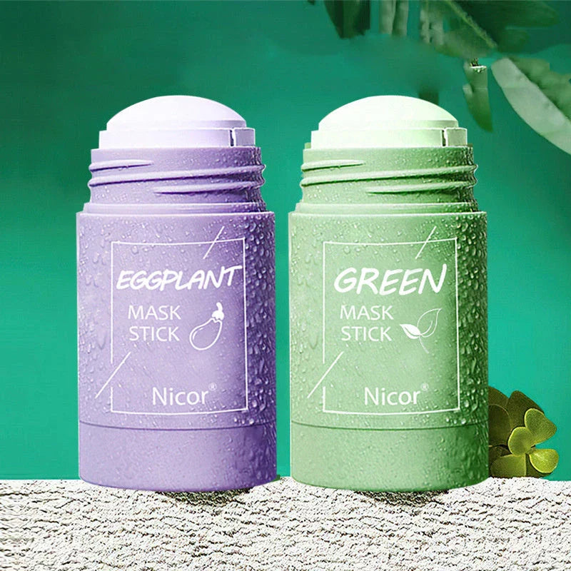 Purifying Green Tea & Eggplant Mud Mask for deep cleansing, oil control, and brightening skin