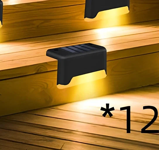 Coffee-coloured solar step light with solar panel, dimensions 78x45x42mm