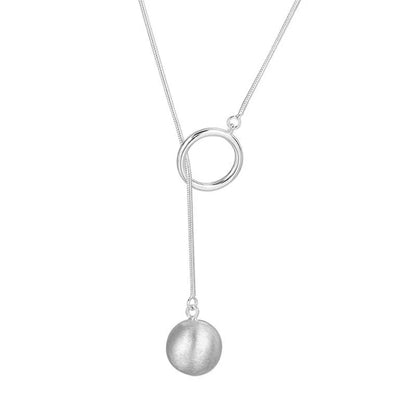 Elegant platinum-plated round ball chain necklace with sleek snake-bone design, a timeless fashion accessory for modern women.
