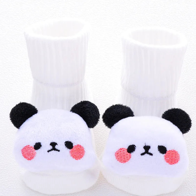 Cotton baby floor socks in multiple designs for infants aged 0-3 months