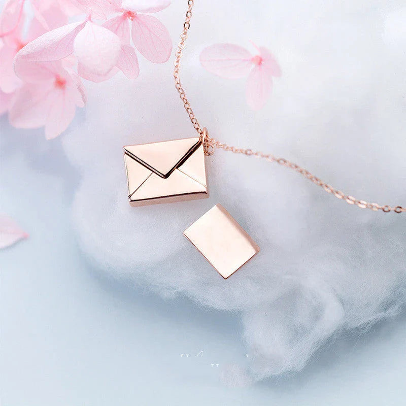 Stylish envelope pendant necklace made of premium titanium steel, with adjustable length and versatile design for any occasion