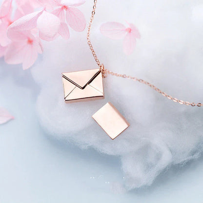 Stylish envelope pendant necklace made of premium titanium steel, with adjustable length and versatile design for any occasion