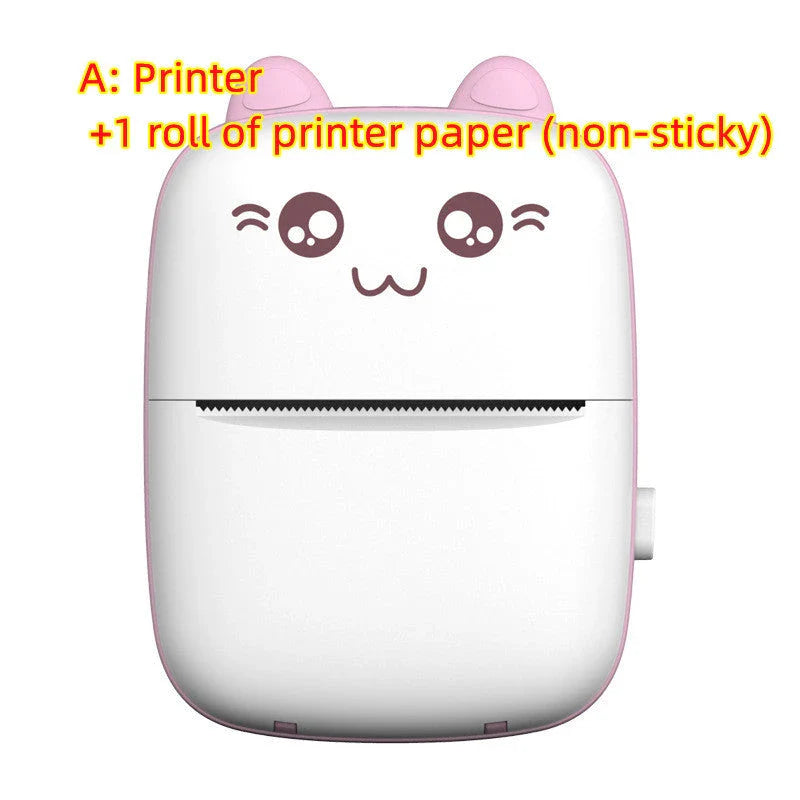 A compact, portable Bluetooth wireless photo printer for mobile devices, featuring high-quality thermal printing, rechargeable battery, and easy app connectivity.