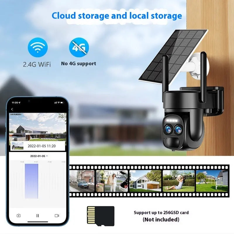 Solar-powered 4G Wi-Fi security camera with 8x optical zoom capability