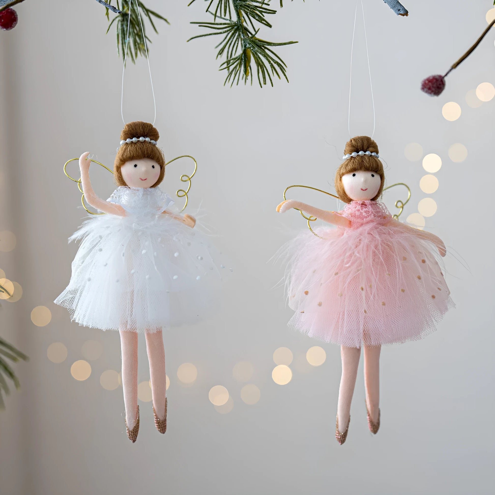 Pink and white cloth ballet girl angel plush doll pendant with modern design