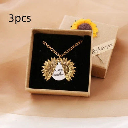 A stunning sunflower pendant necklace with an adjustable chain, crafted from high-quality materials for a radiant and versatile accessory.