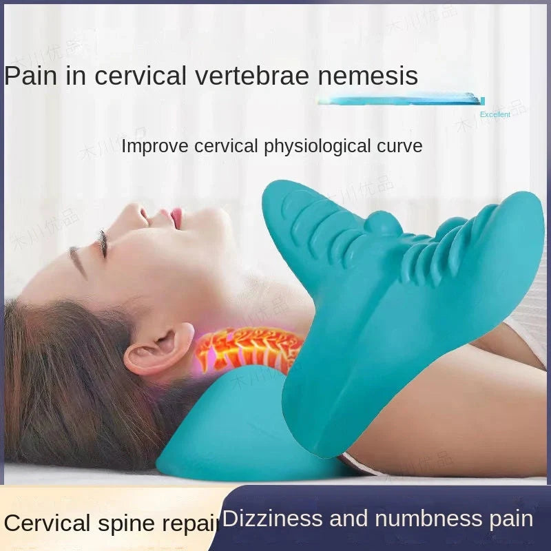 Cervical Spine Massage Pillow in blue, designed for neck pain relief and proper cervical curvature support