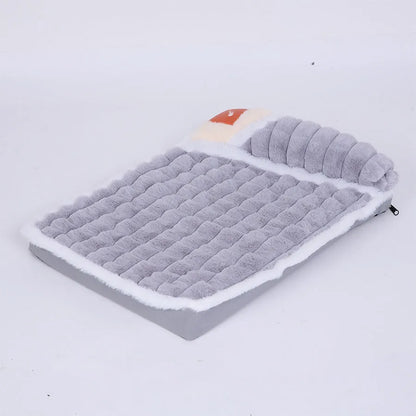 Large washable dog mat with detachable cover in grey colour, sized for autumn and winter use.