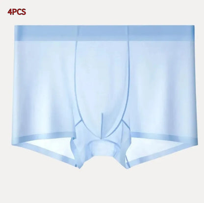 Ice silk seamless boxer briefs in a solid colour on a white background