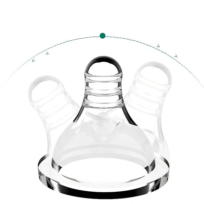 Blue PP baby feeding bottle with curved handles, 240mL capacity, wide calibre, transparent BPA-free design for easy cleaning