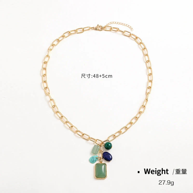 Elegant pendant necklace with a modern geometric design in vibrant colours, perfect for the discerning British woman.