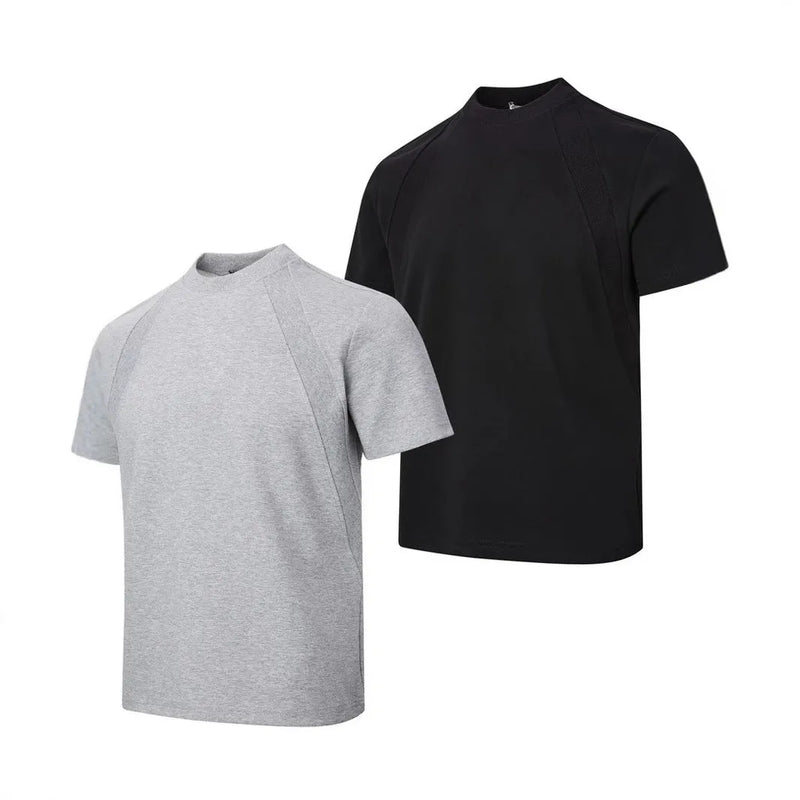 Loose-fit air layer stitching short sleeve top in polyester, available in black, grey, or white, for casual wear in sizes M to XXXL, a machine-washable summer top