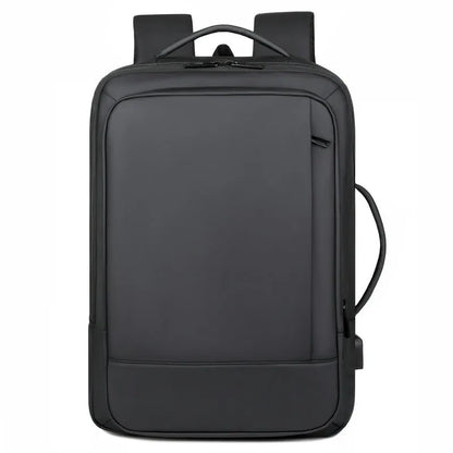 Black large capacity waterproof Oxford backpack with shoulder straps and a top carry handle.