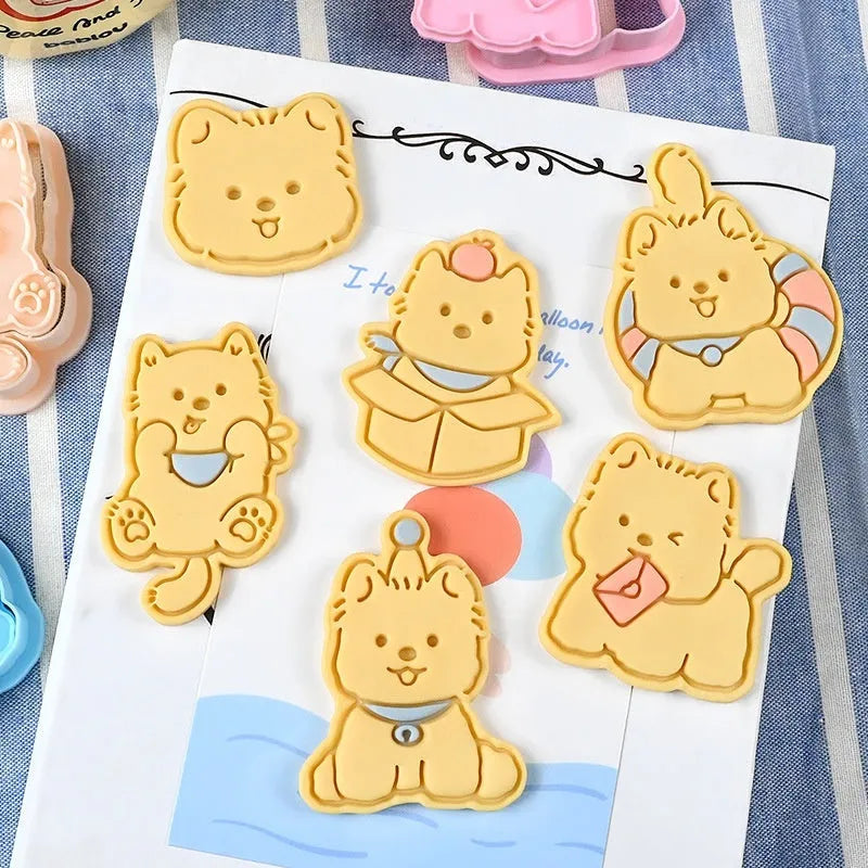 Three-dimensional puppy biscuit mould showing raised details for creating themed baked goods with seven design options