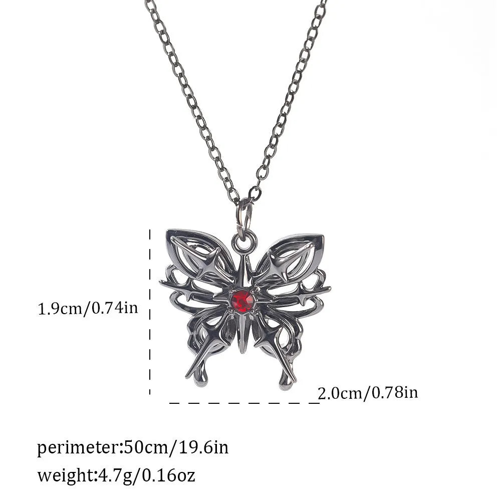 Dark gothic necklace with detailed spider bat pendant on an adjustable metal chain
