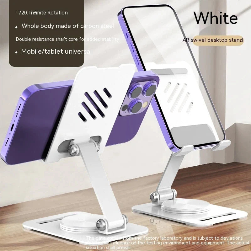 Sleek 360-degree rotating aluminium alloy phone and tablet stand for desks