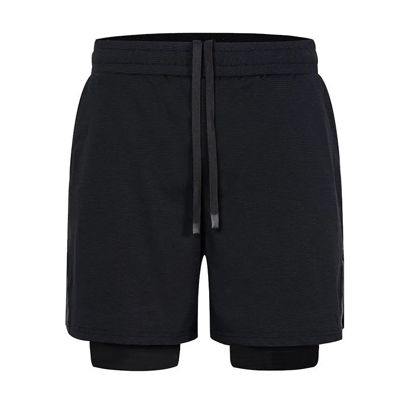 Men's small plaid quick-dry sports shorts in polyester, shown in multiple colours including army green and fluorescent yellow.