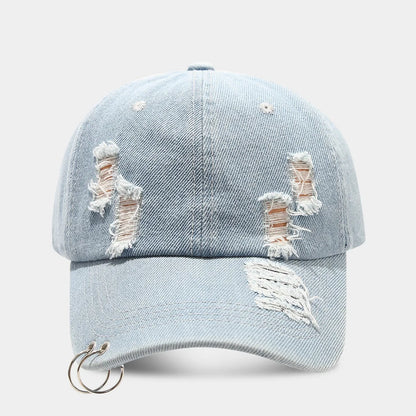 Men's adjustable cotton denim peaked cap in street style with dome crown design