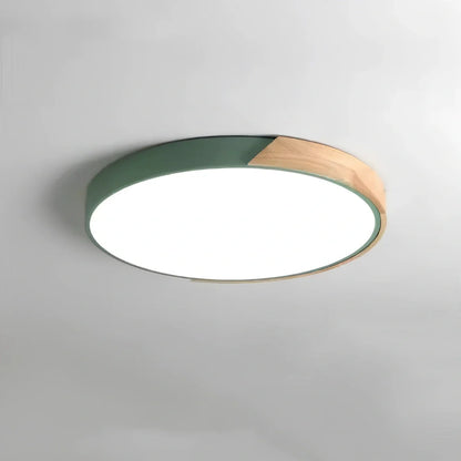 Modern circular ceiling lamp with remote control in black finish, 5cm height, suitable for bedrooms and living rooms