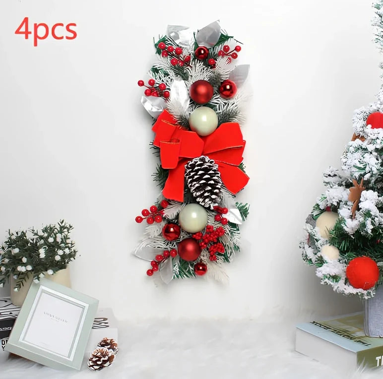 Red upside down glowing Christmas tree plastic door curtain pendant, 100-150cm height, lightweight hanger for holiday decor