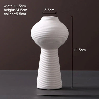 Modern Scandinavian ceramic vase with textured inlay surface decoration