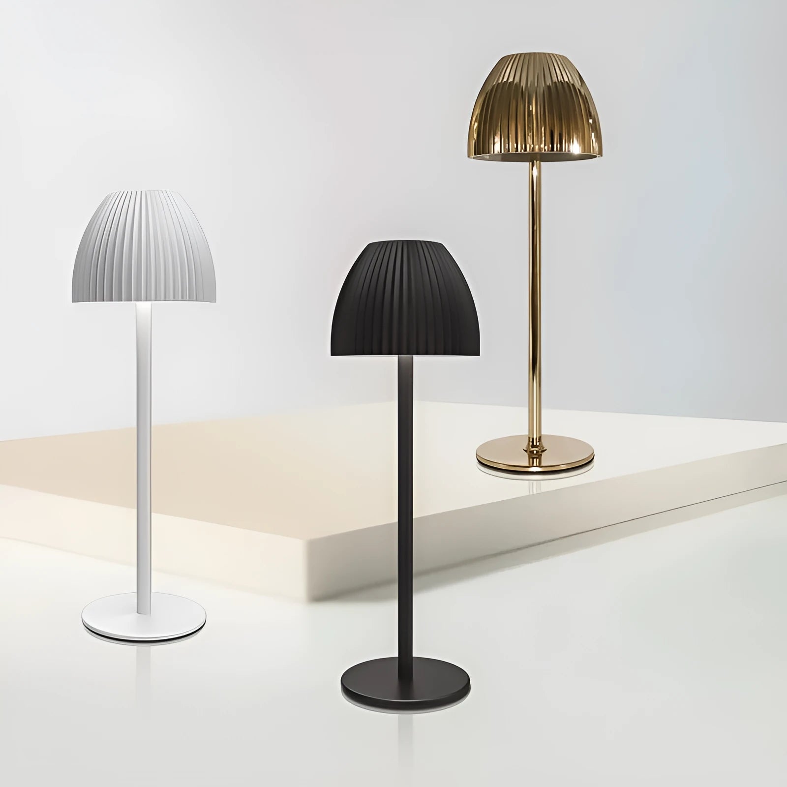 Modern simple night lamp with thin round base and ins pattern dimming control