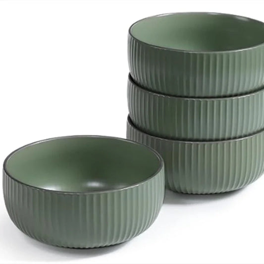 Set of 4 elegant ceramic bowls, perfect for any kitchen, microwave and oven safe
