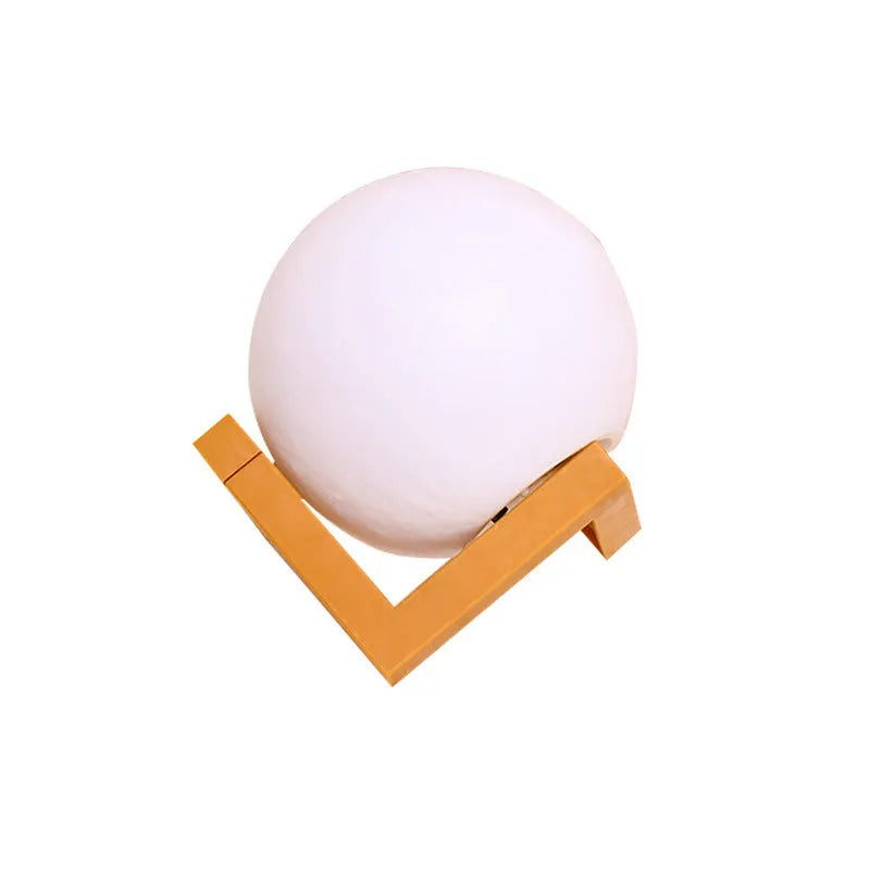3D printed PVC moon lamp LED night light with warm white glow on stand