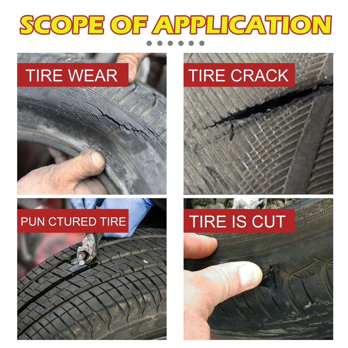 30ml car tyre repair adhesive tube with applicator tip for emergency puncture sealing