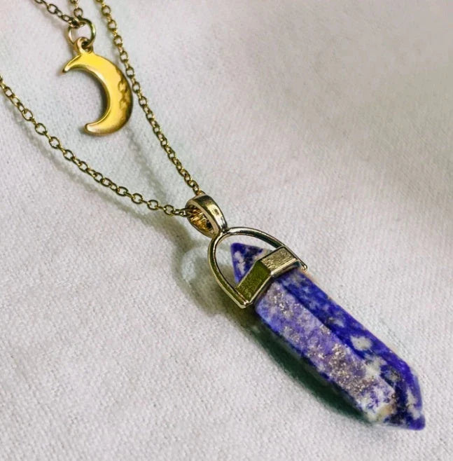 Elegant hexagonal pendant with a captivating moon-inspired design, crafted with premium alloy and a lustrous finish.