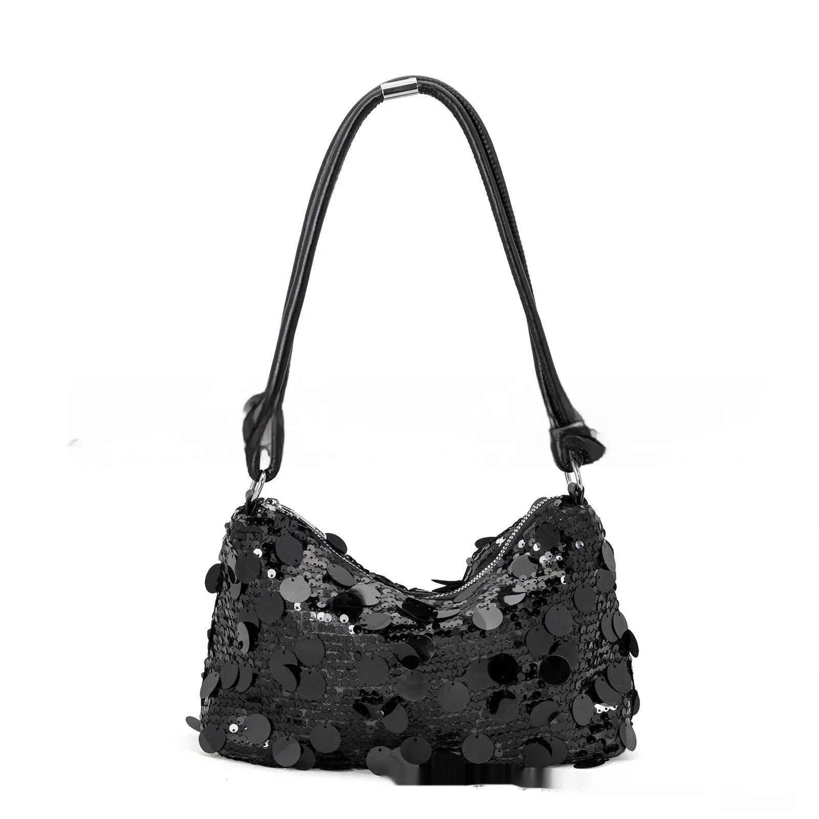 Women's black polyester crossbody shoulder bag with urban simplicity style and sandwich pocket design