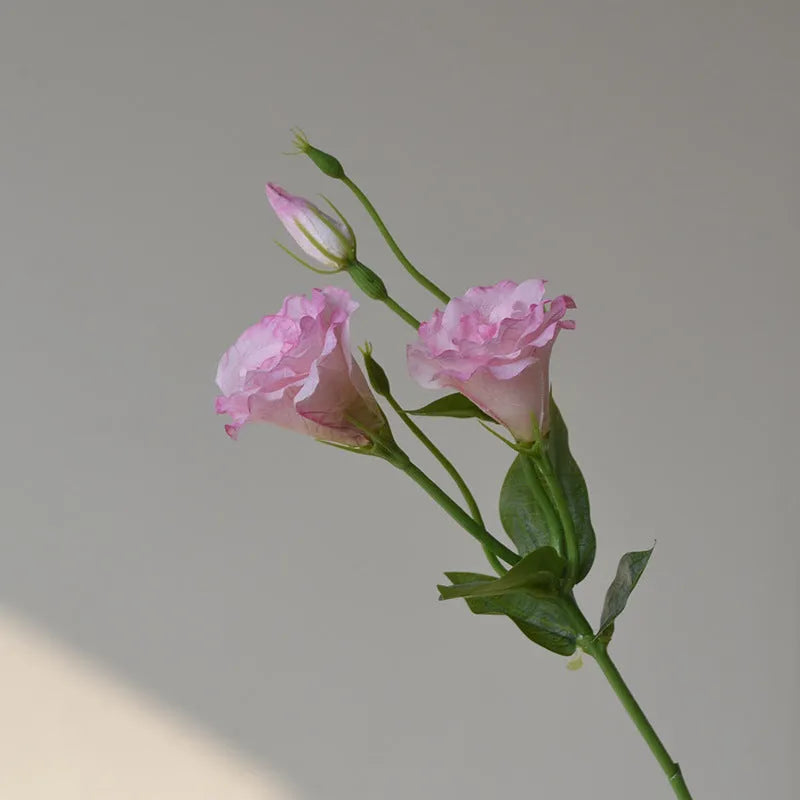 Silk artificial eustoma flower set with three blooms in five colour options for wedding and home decoration