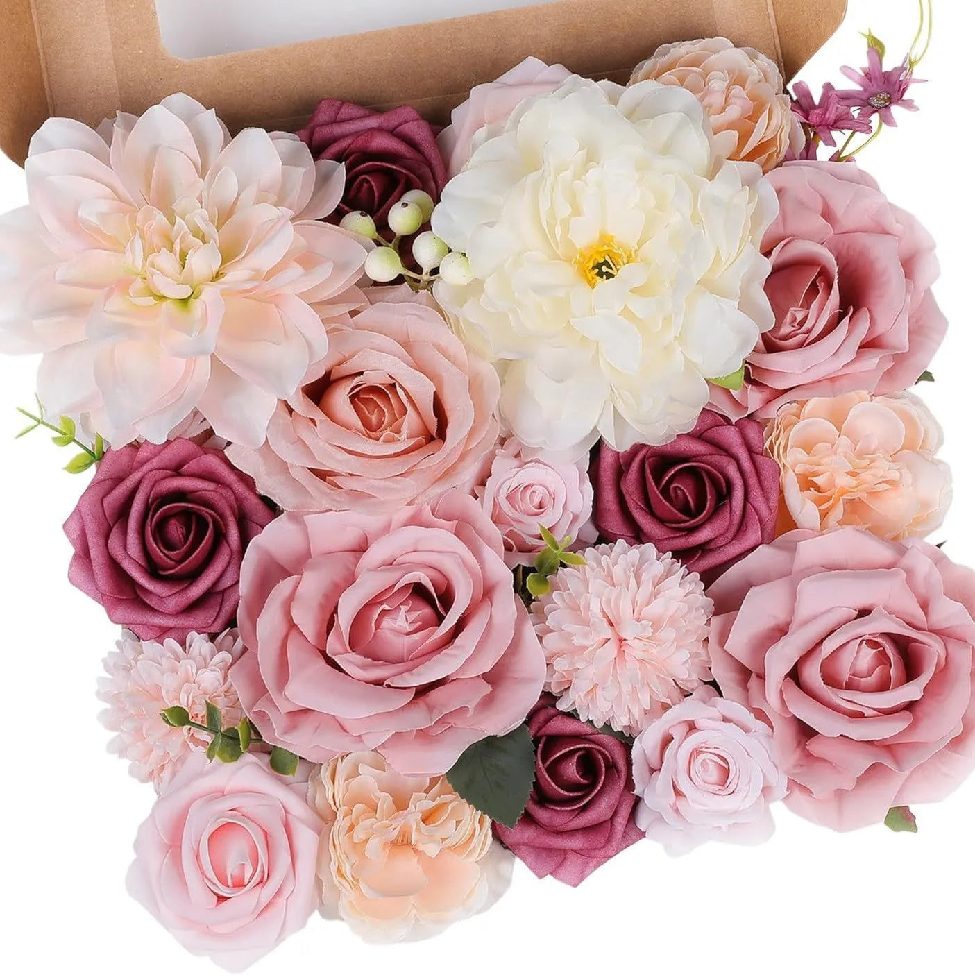 Silk flower wedding simulation box flower for layout planning in a selection of colours.
