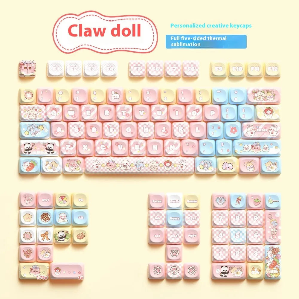 Doll anime character mechanical keyboard keycaps set with sublimation printing in colourful designs