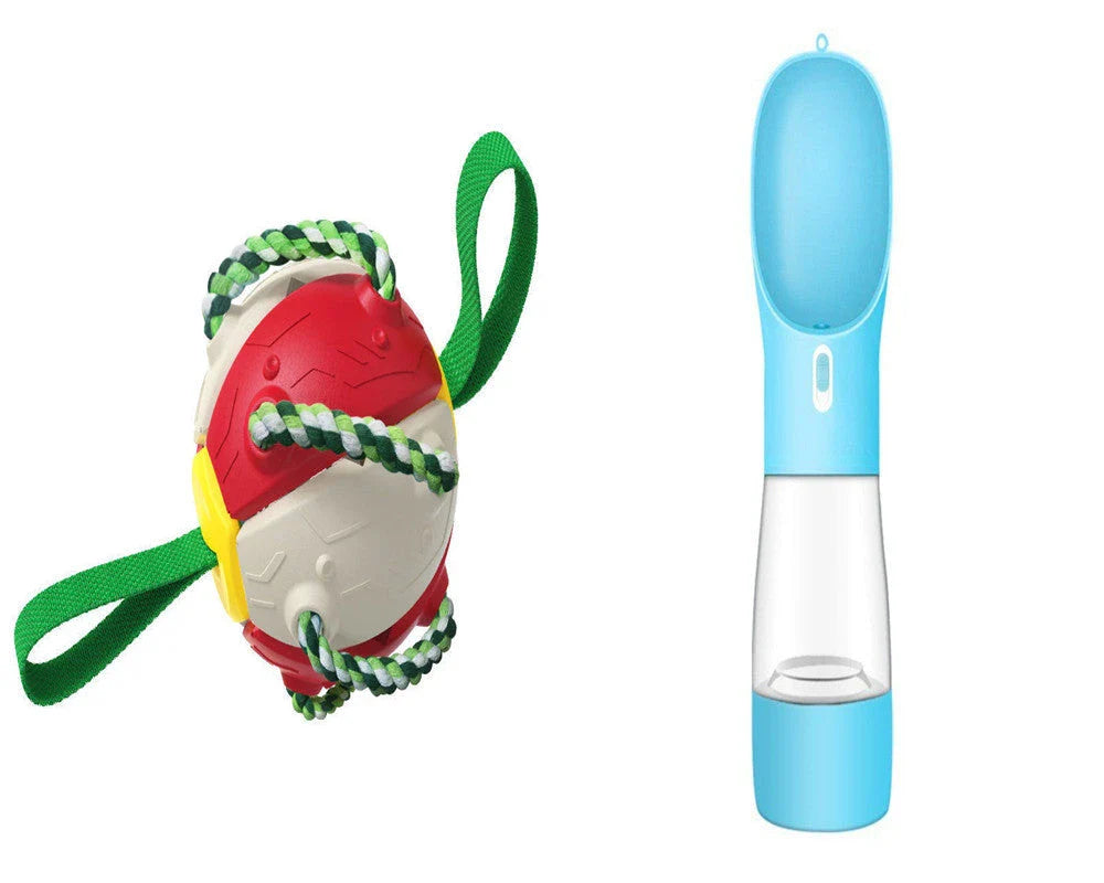 Versatile Frisbee-style dog toy with a unique shape-shifting design that transforms from a sphere to a flat Frisbee mid-flight, providing endless entertainment and exercise for your furry friend.