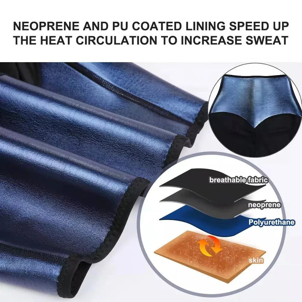 Premium shaping leggings made from neoprene fabric for slimming, sculpting, and sweat-inducing benefits