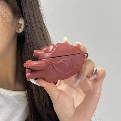 3D Heart Style Silicone Case for AirPods Pro and 3rd Generation in wine red and ivory white